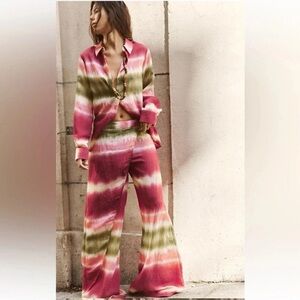 ZARA TIE DYE MULTICOLORED WRAP PANTS